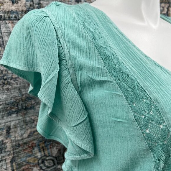 Frye & Co Green Crystal Springs Dress Size L Lined V Neck New With Tags - Picture 3 of 15